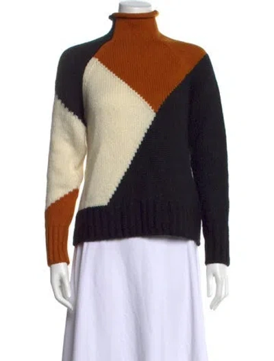 Pre-owned A.l.c Colorblock Pattern Turtleneck Sweater In Black/neutrals