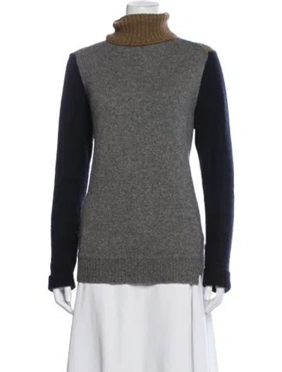 Pre-owned A.l.c Colorblock Pattern Turtleneck Sweater In Grey