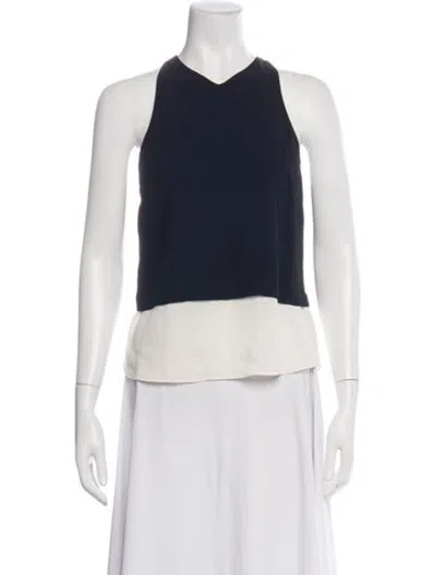 Pre-owned A.l.c Colorblock Pattern V-neck Blouse W/ Tags In Black