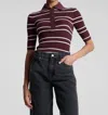 A.l.c Cooper Fine Cotton Ribbed Top In Carob/white Wide Stripe