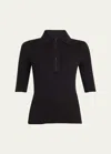 A.l.c Cooper Stripe Fine Ribbed Top In Black