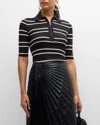 A.l.c Cooper Stripe Fine Ribbed Top In Blackwhit