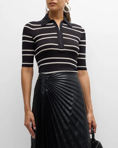 A.l.c Cooper Stripe Fine Ribbed Top In Black/white Wide Stripe