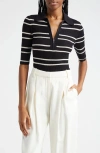 A.l.c Cooper Stripe Fine Ribbed Top In Black/white Wide Stripe