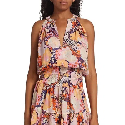 A.l.c Courtney Printed V-neck Mini Dress In Midnight Rose Multi