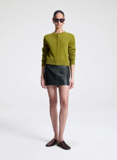 A.l.c Cowan Glossy Leather Mini Skirt In Green