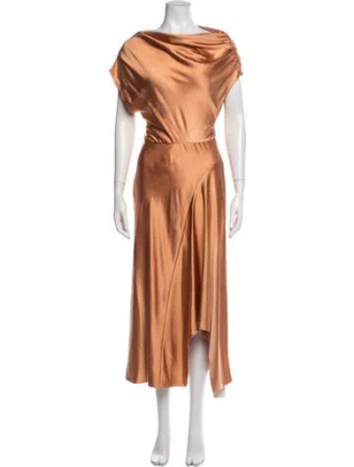 Pre-owned A.l.c Cowl Neck Long Dress In Orange