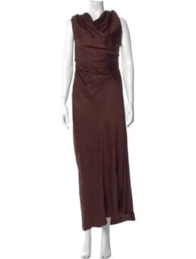 Pre-owned A.l.c Cowl Neck Long Dress W/ Tags In Brown