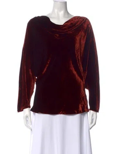 Pre-owned A.l.c Cowl Neck Long Sleeve Blouse W/ Tags In Orange