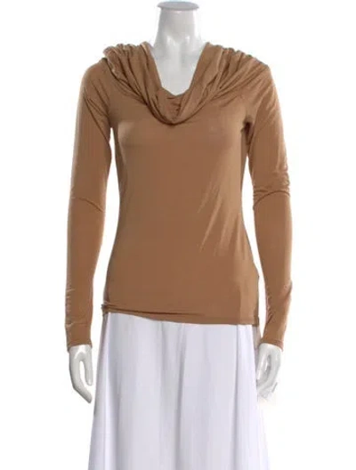 Pre-owned A.l.c Cowl Neck Long Sleeve Top In Brown