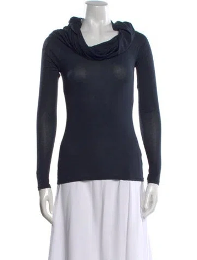 Pre-owned A.l.c Cowl Neck Long Sleeve Top W/ Tags In Blue