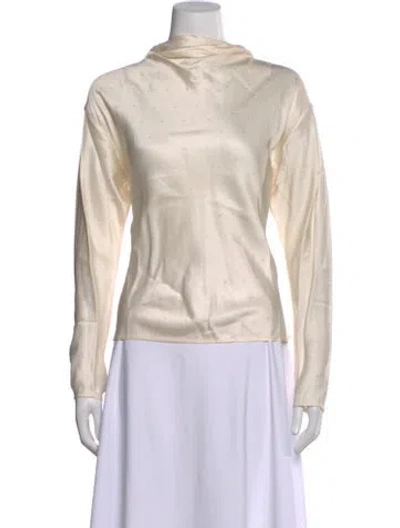 Pre-owned A.l.c Cowl Neck Long Sleeve Top W/ Tags In Neutral