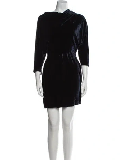 Pre-owned A.l.c Cowl Neck Mini Dress In Blue
