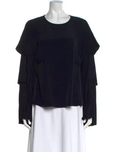 Pre-owned A.l.c Crew Neck Long Sleeve Blouse In Black