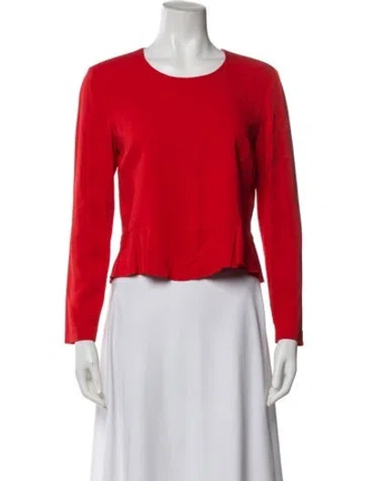 Pre-owned A.l.c Crew Neck Long Sleeve Blouse In Red
