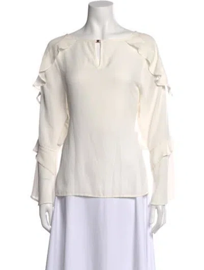 Pre-owned A.l.c Crew Neck Long Sleeve Blouse In White