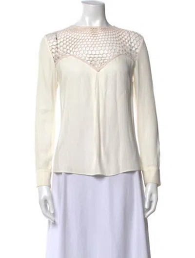 Pre-owned A.l.c Crew Neck Long Sleeve Blouse In White