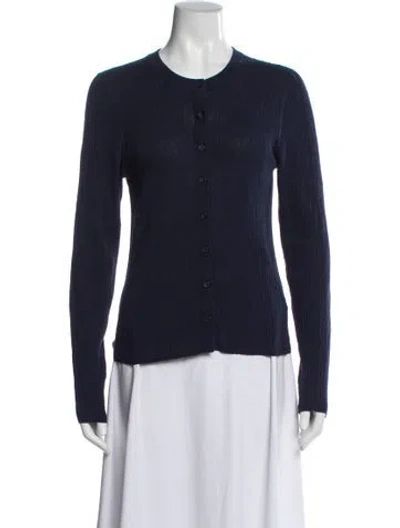 Pre-owned A.l.c Crew Neck Long Sleeve Button-up Top In Blue