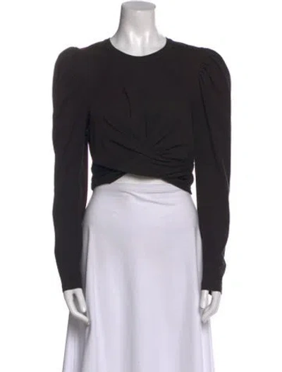 Pre-owned A.l.c Crew Neck Long Sleeve Crop Top In Black