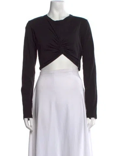 Pre-owned A.l.c Crew Neck Long Sleeve Crop Top In Black