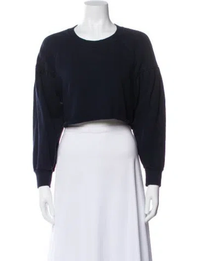Pre-owned A.l.c Crew Neck Long Sleeve Crop Top In Black