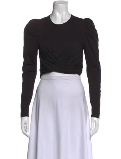 Pre-owned A.l.c Crew Neck Long Sleeve Crop Top In Black