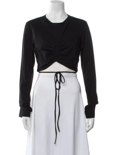 Pre-owned A.l.c Crew Neck Long Sleeve Crop Top In Black