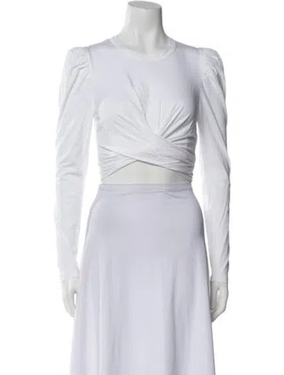 Pre-owned A.l.c Crew Neck Long Sleeve Crop Top In White