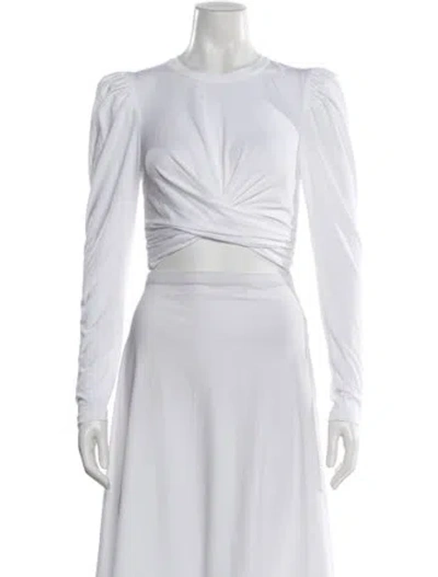 Pre-owned A.l.c Crew Neck Long Sleeve Crop Top In White