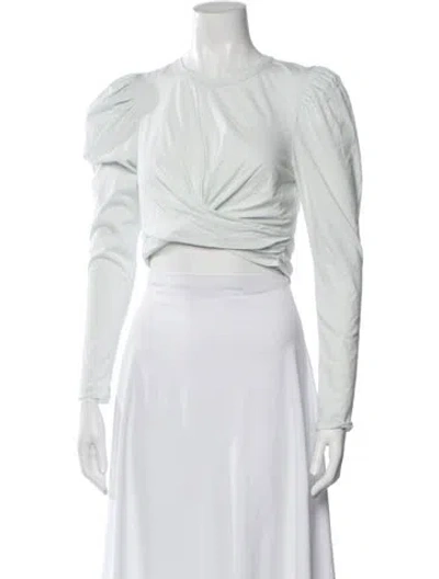 Pre-owned A.l.c Crew Neck Long Sleeve Crop Top In White