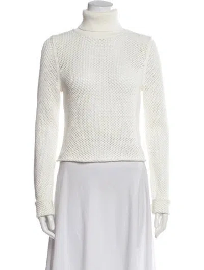 Pre-owned A.l.c Crew Neck Long Sleeve Top In White