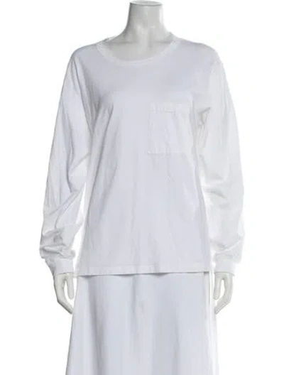 Pre-owned A.l.c Crew Neck Long Sleeve T-shirt In White