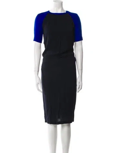 Pre-owned A.l.c Crew Neck Midi Length Dress In Blue
