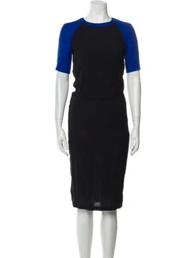 Pre-owned A.l.c Crew Neck Midi Length Dress In Blue
