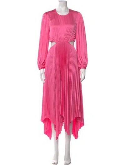 Pre-owned A.l.c Crew Neck Midi Length Dress In Pink