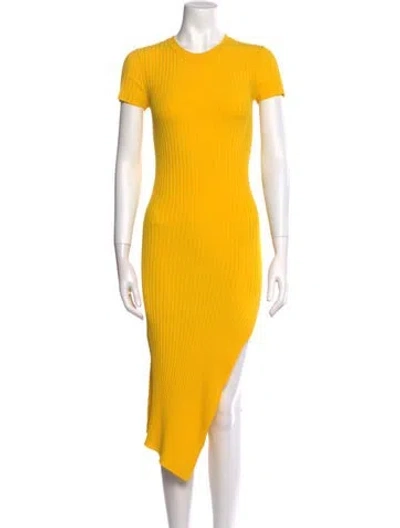 Pre-owned A.l.c Crew Neck Midi Length Dress In Yellow