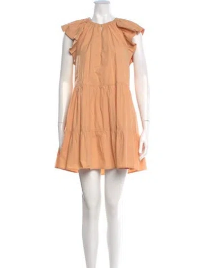 Pre-owned A.l.c Crew Neck Mini Dress In Neutral