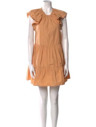 Pre-owned A.l.c Crew Neck Mini Dress In Orange