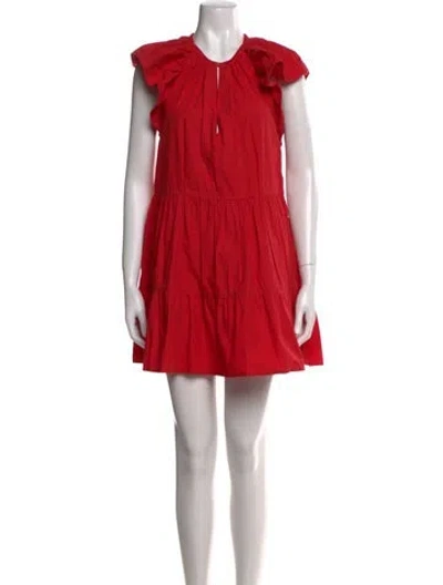 Pre-owned A.l.c Crew Neck Mini Dress In Red