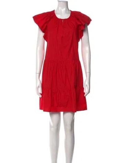 Pre-owned A.l.c Crew Neck Mini Dress In Red