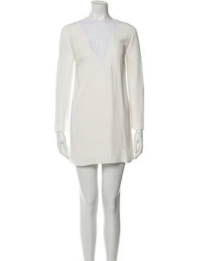 Pre-owned A.l.c Crew Neck Mini Dress In White