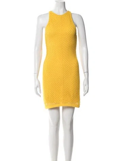 Pre-owned A.l.c Crew Neck Mini Dress In Yellow