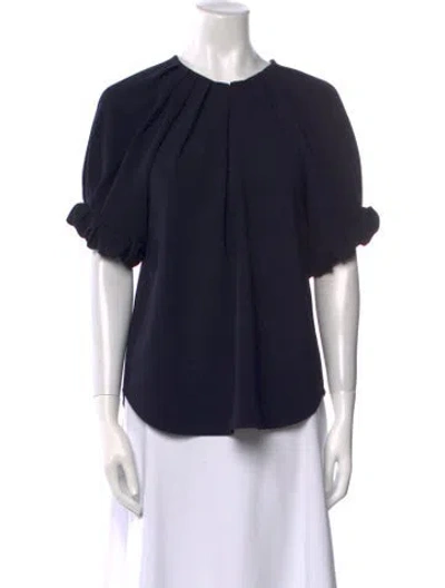 Pre-owned A.l.c Crew Neck Short Sleeve Blouse In Blue
