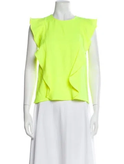 Pre-owned A.l.c Crew Neck Short Sleeve Blouse In Green