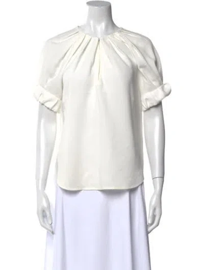 Pre-owned A.l.c Crew Neck Short Sleeve Blouse In White