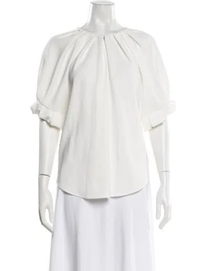 Pre-owned A.l.c Crew Neck Short Sleeve Blouse In White