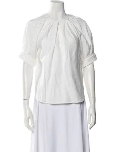 Pre-owned A.l.c Crew Neck Short Sleeve Blouse In White