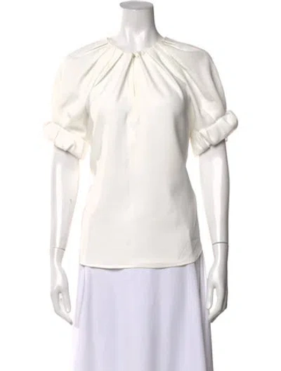 Pre-owned A.l.c Crew Neck Short Sleeve Blouse In White