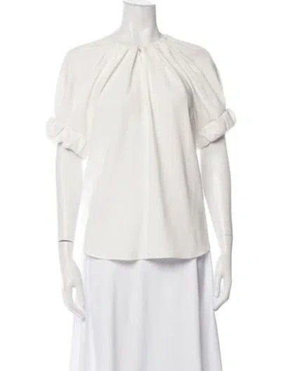 Pre-owned A.l.c Crew Neck Short Sleeve Blouse In White