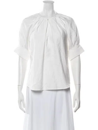 Pre-owned A.l.c Crew Neck Short Sleeve Blouse In White